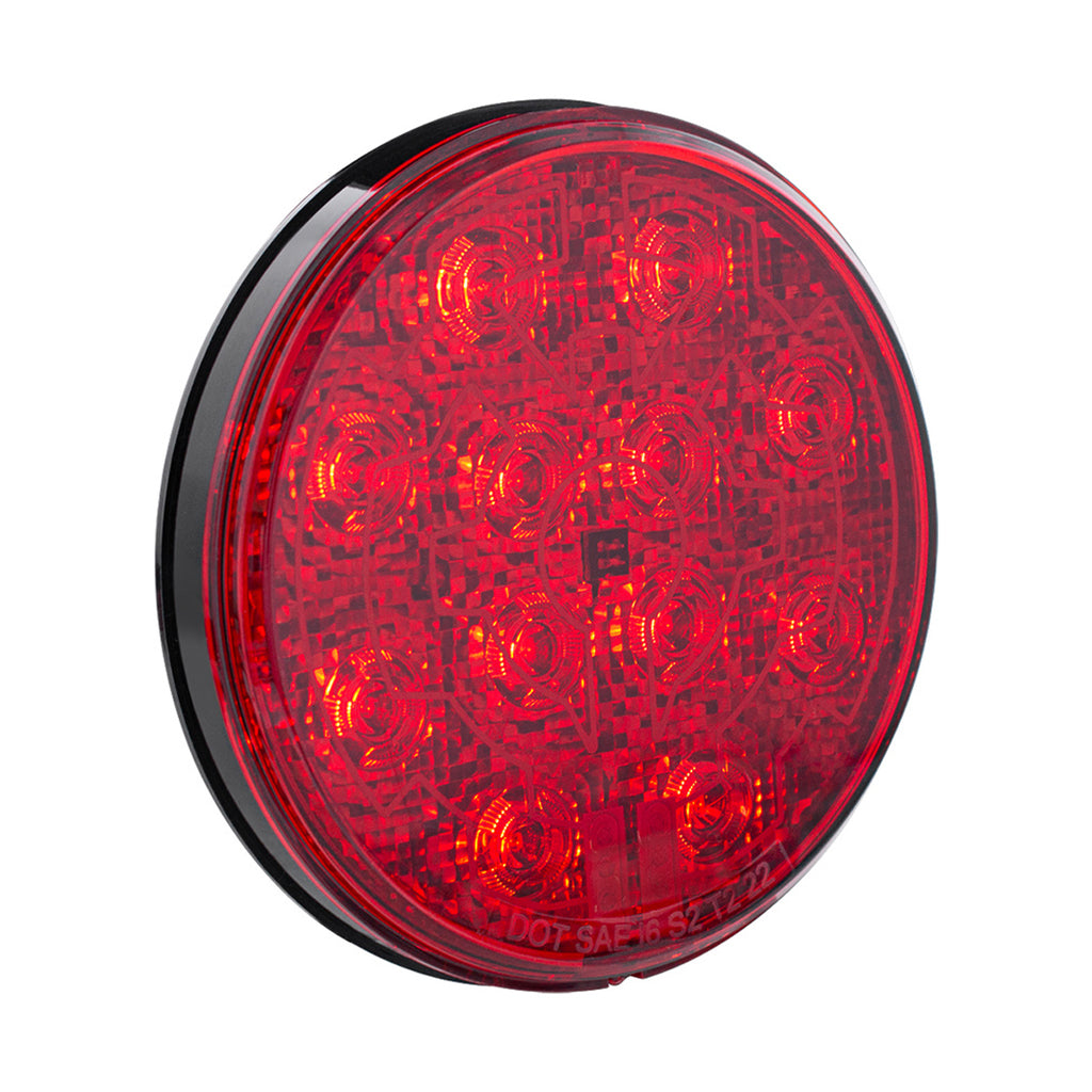 12 LED 4" Round Stop, Turn & Tail Light w/ Heated Lens - Red LEDs (Red or Clear Lens) or Amber LEDs/Amber Lens