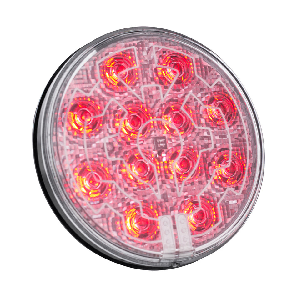 12 LED 4" Round Stop, Turn & Tail Light w/ Heated Lens - Red LEDs (Red or Clear Lens) or Amber LEDs/Amber Lens
