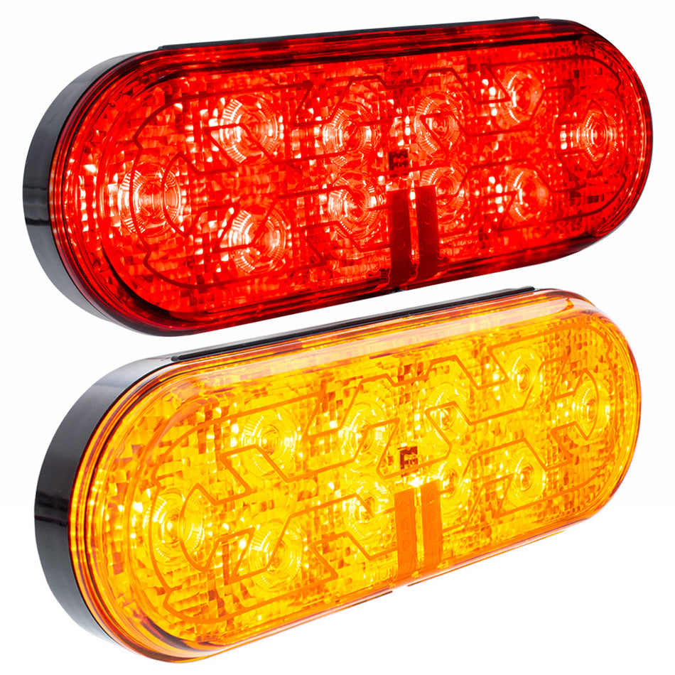 10 LED 6" Oval Stop, Turn & Tail Light w/ Heated Lens (Red LEDs/Red Lens or Amber LEDs/Amber Lens)