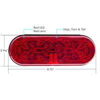 10 LED 6" Oval Stop, Turn & Tail Light w/ Heated Lens (Red LEDs/Red Lens or Amber LEDs/Amber Lens)