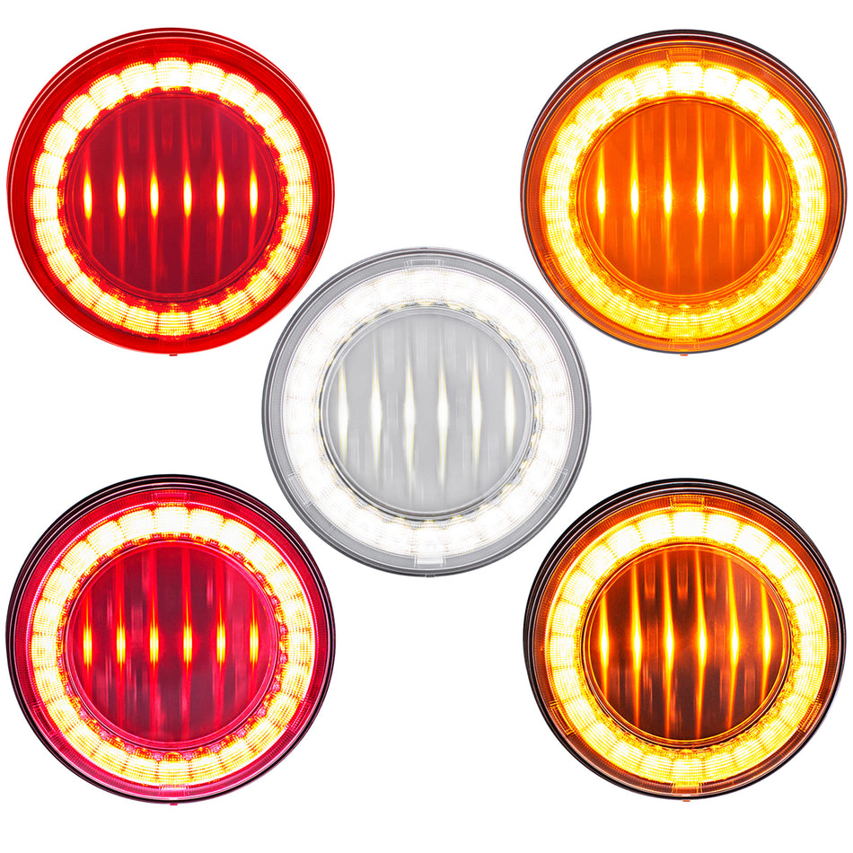 30 LED 4" Round Lumos Stop, Turn & Tail Light I-Series - Red, Amber or White LEDs (Red or Amber Lens)