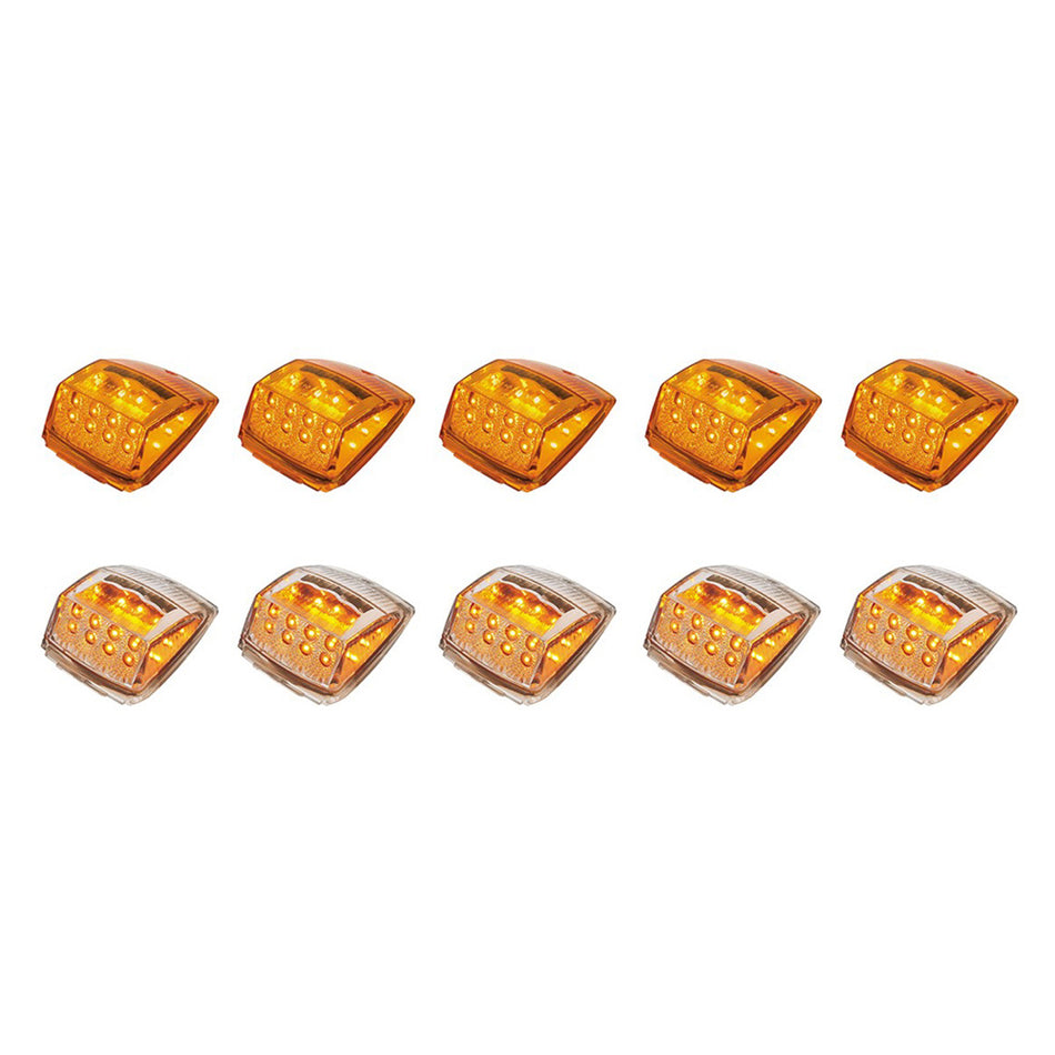 17 LED Reflector Square Cab Light (5-Pack) - Amber LEDs (Amber or Clear Lens)