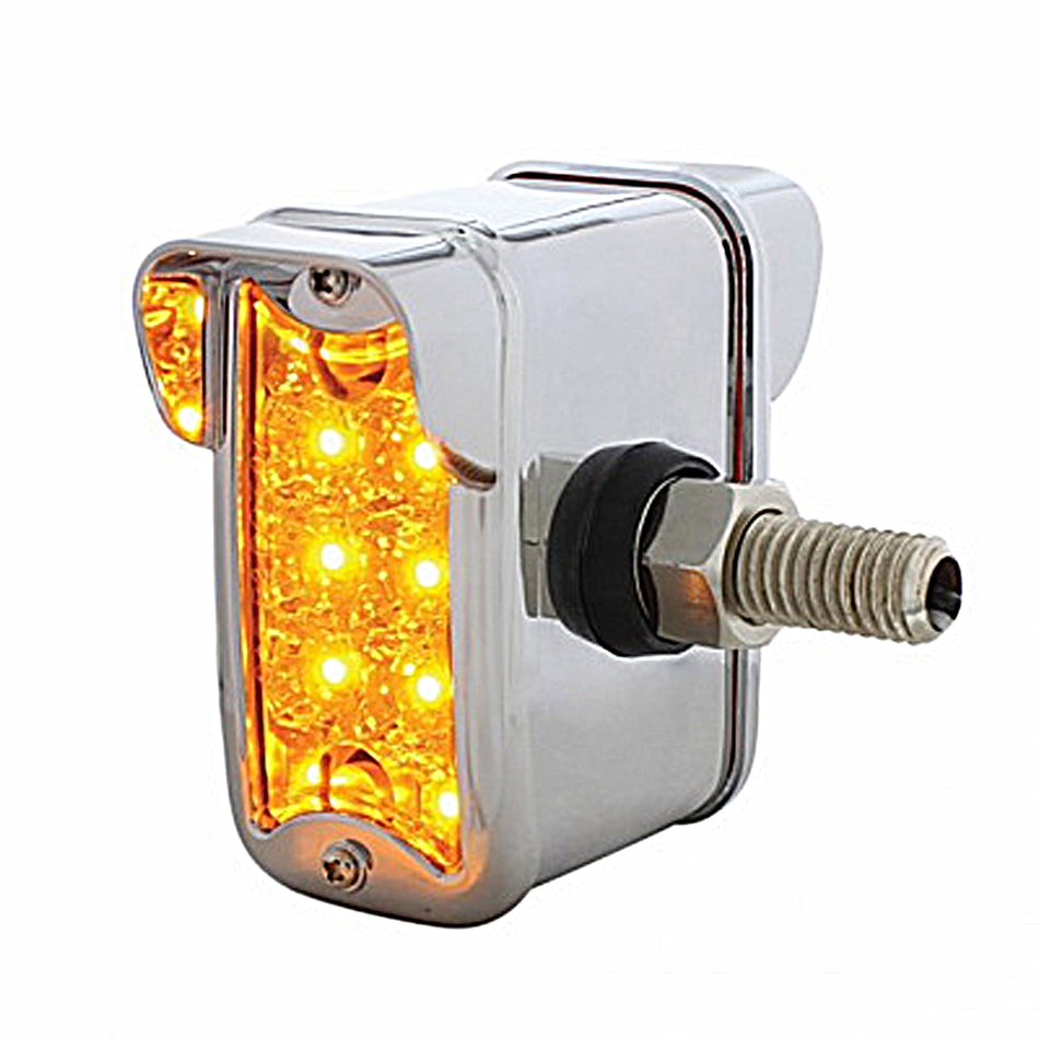 10 LED Dual Function Reflector Double Face Light w/ Visor - Vertical Side Mount - Amber & Red LEDS (Amber & Red or Clear Lens)