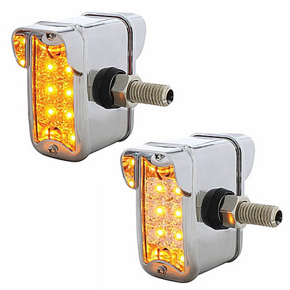 10 LED Dual Function Reflector Double Face Light w/ Visor - Vertical Side Mount - Amber & Red LEDS (Amber & Red or Clear Lens)