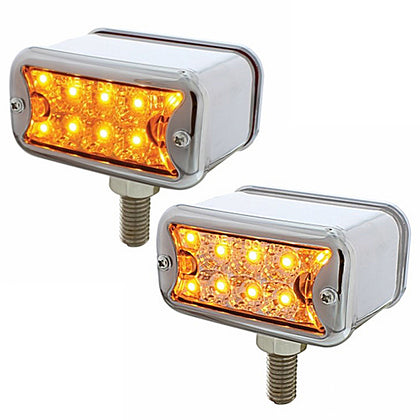 20 LED Dual Function Reflector Double Face Light With Bezel - T-Mount - Amber & Red LEDs (Amber & Red or Clear Lens)