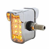 10 LED Dual Function Reflector Double Face Light w/ Visor - Vertical Side Mount - Amber & Red LEDS (Amber & Red or Clear Lens)