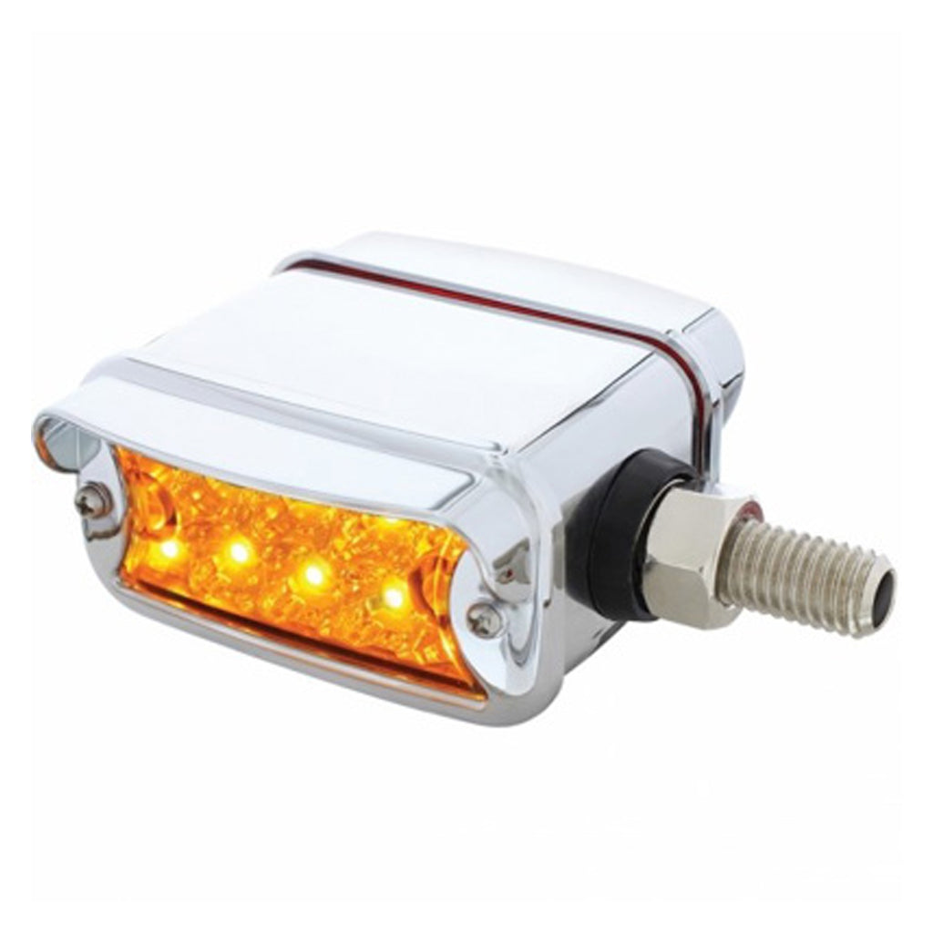 20 LED Dual Function Reflector Double Face Light w Visor - Horizontal Mount - Amber & Red LEDs (Amber & Red or Clear Lens)