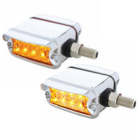 20 LED Dual Function Reflector Double Face Light w Visor - Horizontal Mount - Amber & Red LEDs (Amber & Red or Clear Lens)