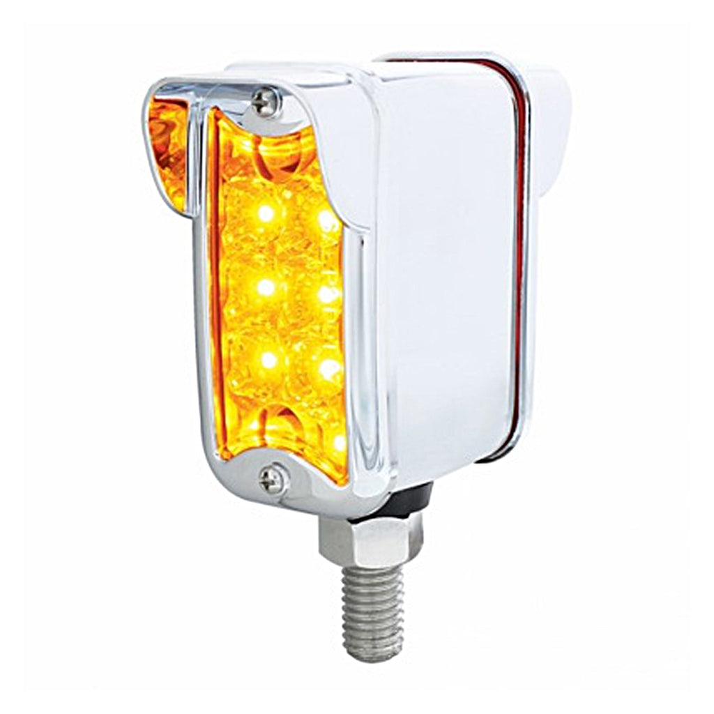 10 LED Dual Function Reflector Double Face Light w/ Visor - Vertical Straight Mount - Amber & Red LEDs (Amber & Red or Clear Lens)