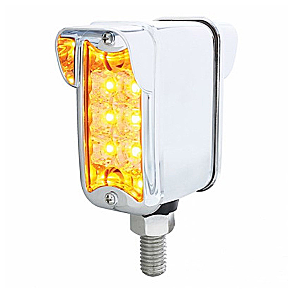 10 LED Dual Function Reflector Double Face Light w/ Visor - Vertical Straight Mount - Amber & Red LEDs (Amber & Red or Clear Lens)