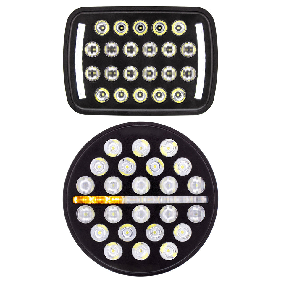 ULTRALIT - 24 High Power LED Rectangular or Circular Light w/ Dual Color LED Position Light Bar