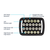ULTRALIT - 24 High Power LED Rectangular or Circular Light w/ Dual Color LED Position Light Bar