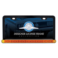 Black License Plate Frame With 14 LED 12" Light Bar - Amber or Red LEDs (Amber, Red or Clear Lens)