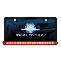 Black License Plate Frame With 19 LED 12" Reflector Light Bar - Amber or Red LEDs (Amber, Red or Clear Lens)
