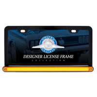 Black License Plate Frame w/ 24 LED 12" GloLight Bar - Amber or Red LEDs (Amber, Red or Clear Lens)