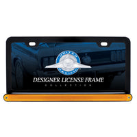 Black License Plate Frame w/ 24 LED 12" GloLight Bar - Amber or Red LEDs (Amber, Red or Clear Lens)