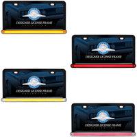 Black License Plate Frame w/ 24 LED 12" GloLight Bar - Amber or Red LEDs (Amber, Red or Clear Lens)