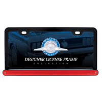 Black License Plate Frame w/ 24 LED 12" GloLight Bar - Amber or Red LEDs (Amber, Red or Clear Lens)