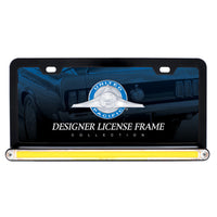 Black License Plate Frame w/ 24 LED 12" GloLight Bar - Amber or Red LEDs (Amber, Red or Clear Lens)