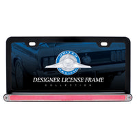 Black License Plate Frame w/ 24 LED 12" GloLight Bar - Amber or Red LEDs (Amber, Red or Clear Lens)