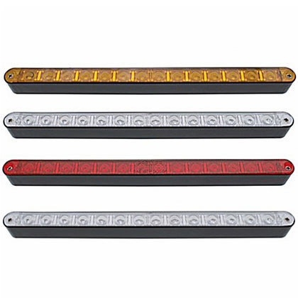 14 LED 12" Light Bar With Black Housing - Amber or Red LEDs (Amber, Red or Clear Lens)