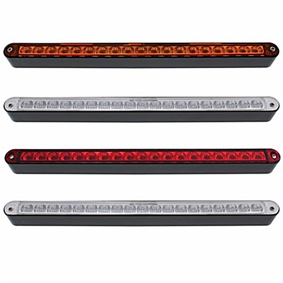 19 LED 12" Reflector Light Bar With Black Housing - Amber or Red LEDs (Amber, Red or Clear Lens)
