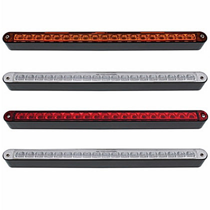 19 LED 12" Reflector Light Bar With Black Housing - Amber or Red LEDs (Amber, Red or Clear Lens)