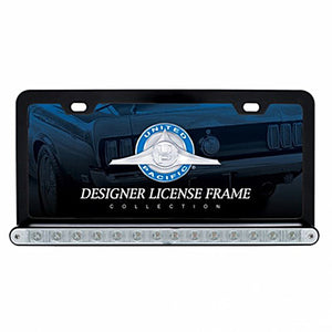 Black License Plate Frame w/ 14 LED 12" Light Bar - White LEDs (Clear Lens)