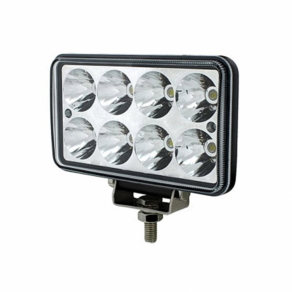 8 High Power LED Rectangular Work Light w/ Chrome Reflector or Projector Lens