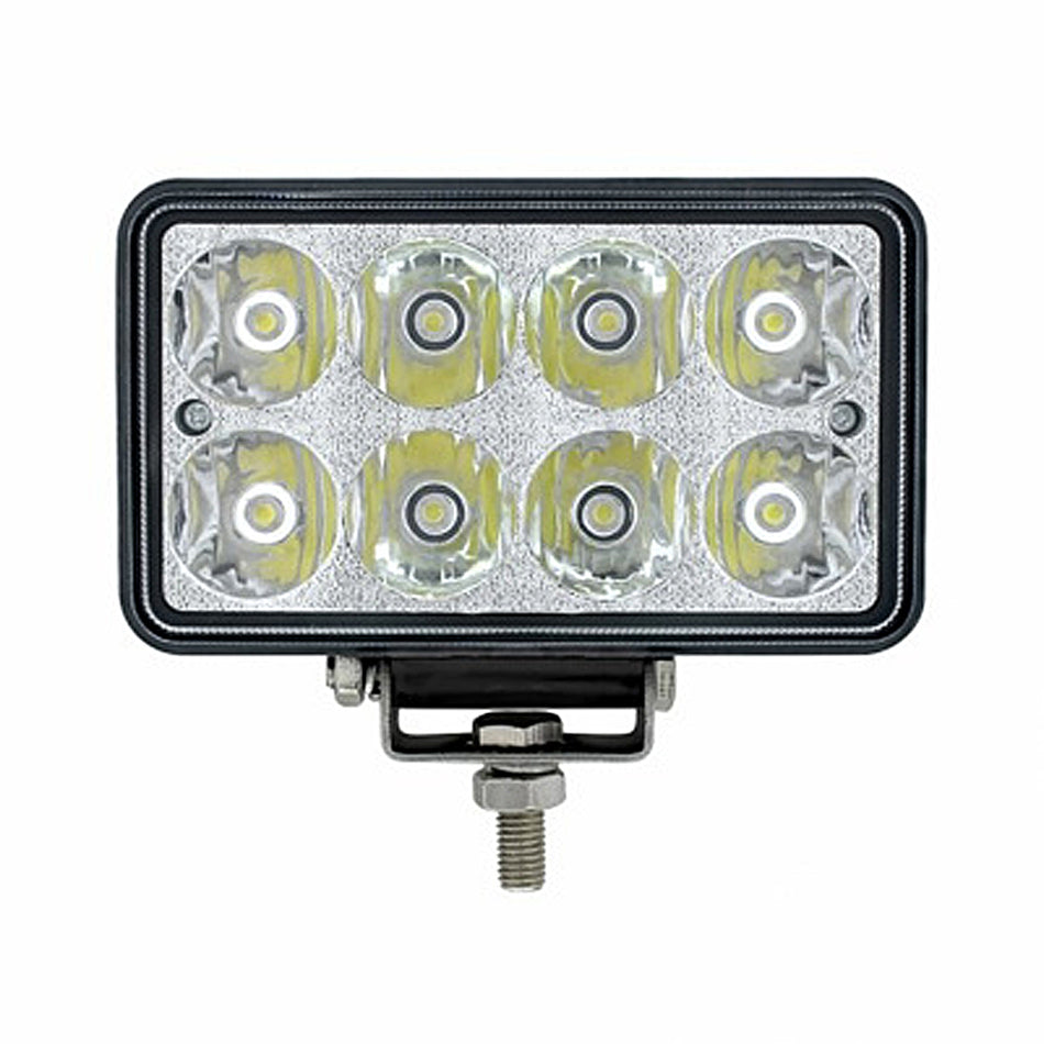 8 High Power LED Rectangular Work Light w/ Chrome Reflector or Projector Lens