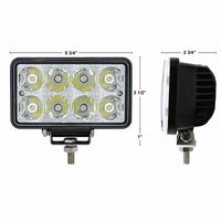 8 High Power LED Rectangular Work Light w/ Chrome Reflector or Projector Lens