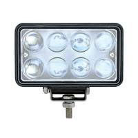 8 High Power LED Rectangular Work Light w/ Chrome Reflector or Projector Lens