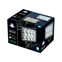 8 High Power LED Rectangular Work Light w/ Chrome Reflector or Projector Lens