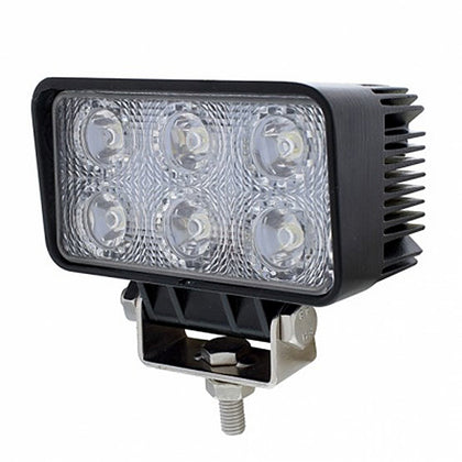 6 High Power LED Rectangular Driving/Work Light - White LEDs (Clear Lens)