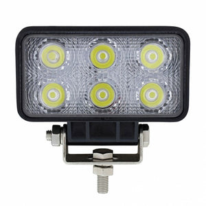 6 High Power LED Rectangular Driving/Work Light - White LEDs (Clear Lens)