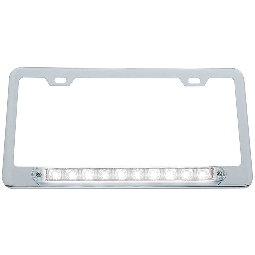 United Pacific - Chrome License Plate Frame w/ 10 LED 9" Light Bar