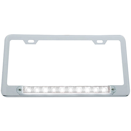 United Pacific - Chrome License Plate Frame w/ 10 LED 9" Light Bar