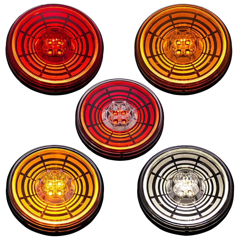 13 LED 4" Round Abyss Back-Up/Turn Signal Light - Red, Amber or White LEDs (Red, Amber or Clear Lens)