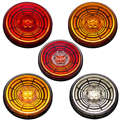 13 LED 4" Round Abyss Back-Up/Turn Signal Light - Red, Amber or White LEDs (Red, Amber or Clear Lens)