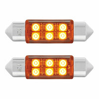 6 SMD High Power Micro LED 6418/6461-36mm Dome Light Bulb - 2-Pack (Amber, Blue, Red or White)