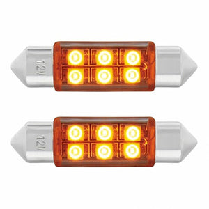 6 SMD High Power Micro LED 6418/6461-36mm Dome Light Bulb - 2-Pack (Amber, Blue, Red or White)