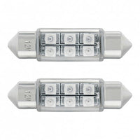 6 SMD High Power Micro LED 6418/6461-36mm Dome Light Bulb - 2-Pack (Amber, Blue, Red or White)