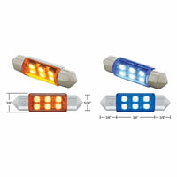 6 SMD High Power Micro LED 6418/6461-36mm Dome Light Bulb - 2-Pack (Amber, Blue, Red or White)
