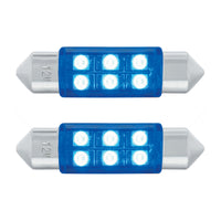 6 SMD High Power Micro LED 6418/6461-36mm Dome Light Bulb - 2-Pack (Amber, Blue, Red or White)