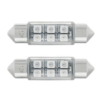 6 SMD High Power Micro LED 6418/6461-36mm Dome Light Bulb - 2-Pack (Amber, Blue, Red or White)