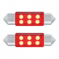 6 SMD High Power Micro LED 6418/6461-36mm Dome Light Bulb - 2-Pack (Amber, Blue, Red or White)