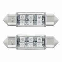 6 SMD High Power Micro LED 6418/6461-36mm Dome Light Bulb - 2-Pack (Amber, Blue, Red or White)