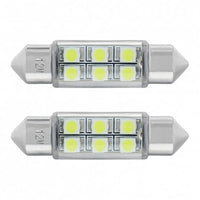 6 SMD High Power Micro LED 6418/6461-36mm Dome Light Bulb - 2-Pack (Amber, Blue, Red or White)