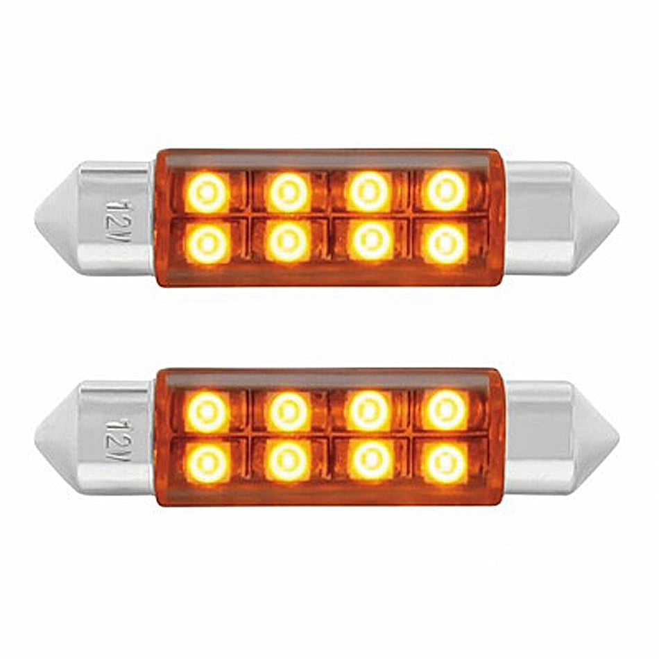 8 SMD High Power Micro LED 211-2 Dome Light Bulb - 2-Pack (Amber, Blue, Red or White)