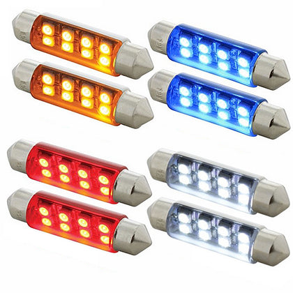 8 SMD High Power Micro LED 211-2 Dome Light Bulb - 2-Pack (Amber, Blue, Red or White)